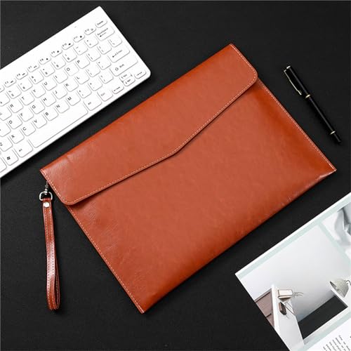 Umschlag-Aktenhalter PU Leder A4 Ordner Taschen Einfache Wasserdichte Lagerung Taschen Business Büro(Braun) von TLMDXTEU