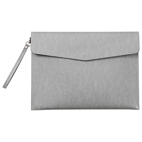 Umschlag-Aktenhalter PU Leder A4 Ordner Taschen Einfache Wasserdichte Lagerung Taschen Business Büro(Grey) von TLMDXTEU