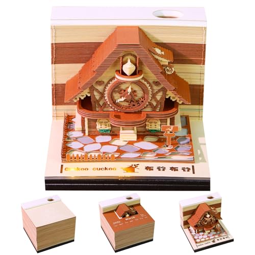 2026 Tischkalender mit LED-Licht, 3D-Abreißkalender, Papierschnitzkunst, Notizblock, Notizblock, Geschenk for Weihnachten, Einweihungsparty, Schreibtischdekoration(A2) von TLTLT