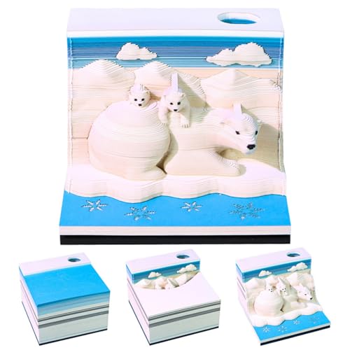 2026 Tischkalender mit LED-Licht, 3D-Abreißkalender, Papierschnitzkunst, Notizblock, Notizblock, Geschenk for Weihnachten, Einweihungsparty, Schreibtischdekoration(Bear) von TLTLT