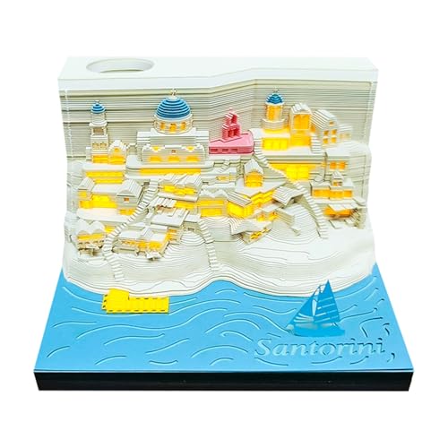 3D-Schloss-Tischkalender 2026 mit LED-Leuchten – Papierskulptur-Kunstmodell, abreißbarer Notizblock und Notizblock for Weihnachten, Einweihungsfeiern, Heim- und Bürodekoration von TLTLT