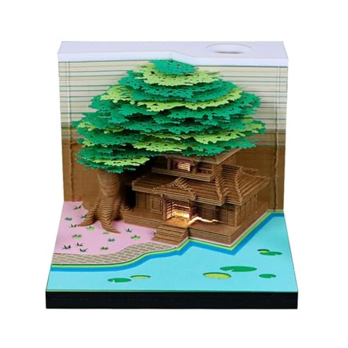 3D-Weihnachtsbaum-Abreißkalender 2026 mit LED-Licht, Schreibtisch-Notizblock mit Papierskulptur – Schreibtischdekoration for Zuhause und Büro & Geschenk (Licht inklusive)(A16) von TLTLT