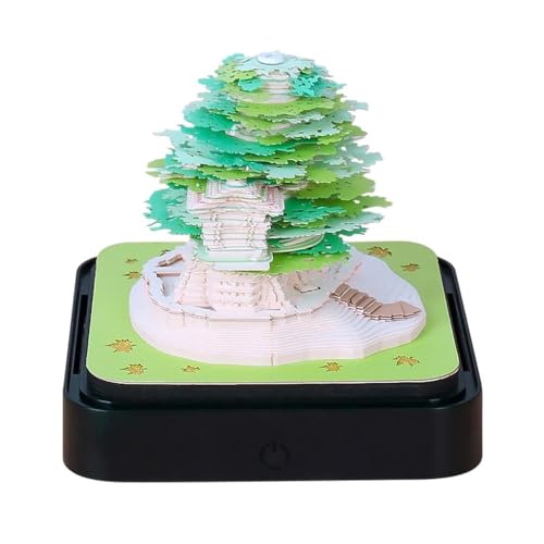 3D-Weihnachtsbaum-Abreißkalender 2026 mit LED-Licht, Schreibtisch-Notizblock mit Papierskulptur – Schreibtischdekoration for Zuhause und Büro & Geschenk (Licht inklusive)(A21) von TLTLT