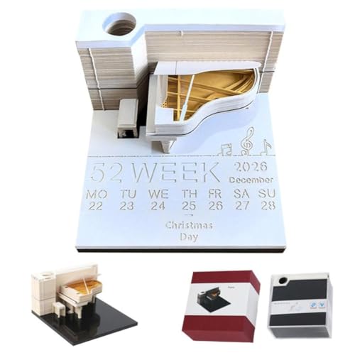 3D-Weihnachtsbaum-Abreißkalender 2026 mit LED-Licht, Schreibtisch-Notizblock mit Papierskulptur – Schreibtischdekoration for Zuhause und Büro & Geschenk (Licht inklusive)(A36) von TLTLT