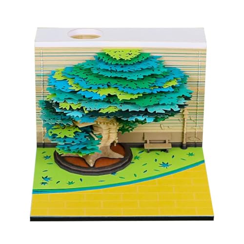 3D-Weihnachtsbaum-Abreißkalender 2026 mit LED-Licht, Schreibtisch-Notizblock mit Papierskulptur – Schreibtischdekoration for Zuhause und Büro & Geschenk (Licht inklusive)(A38) von TLTLT