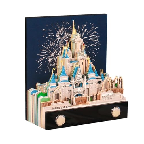 3D-Weihnachtsbaum-Abreißkalender 2026 mit LED-Licht, Schreibtisch-Notizblock mit Papierskulptur – Schreibtischdekoration for Zuhause und Büro & Geschenk (Licht inklusive)(Castle-Cinderella House) von TLTLT