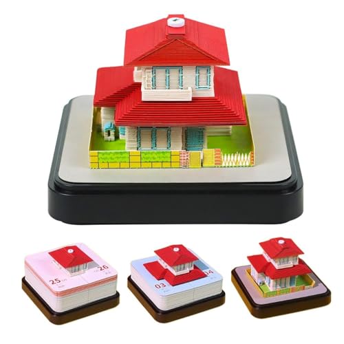 3D-Weihnachtsbaum-Abreißkalender 2026 mit LED-Licht, Schreibtisch-Notizblock mit Papierskulptur – Schreibtischdekoration for Zuhause und Büro & Geschenk (Licht inklusive)(Children's House) von TLTLT