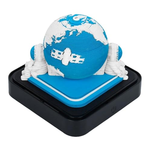 3D-Weihnachtsbaum-Abreißkalender 2026 mit LED-Licht, Schreibtisch-Notizblock mit Papierskulptur – Schreibtischdekoration for Zuhause und Büro & Geschenk (Licht inklusive)(Earth-Blue-Black Base) von TLTLT