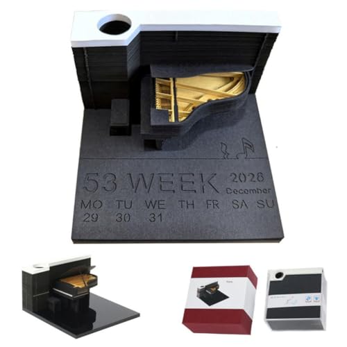 3D-Weihnachtsbaum-Abreißkalender 2026 mit LED-Licht, Schreibtisch-Notizblock mit Papierskulptur – Schreibtischdekoration for Zuhause und Büro & Geschenk (Licht inklusive)(Piano-Black) von TLTLT