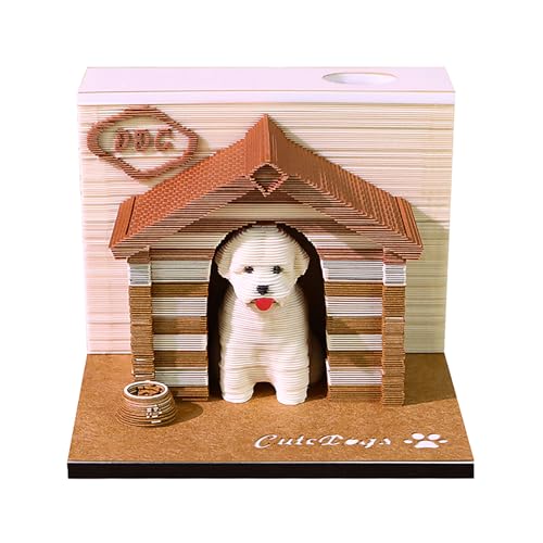 Zeitstückkalender 2026, Tischkalender, 3D-Abreißkalender, Papierschnitzkunst, Notizblock, Notizblock, Geschenk for Weihnachten, Einweihungsparty, Schreibtischdekoration(Dog House) von TLTLT