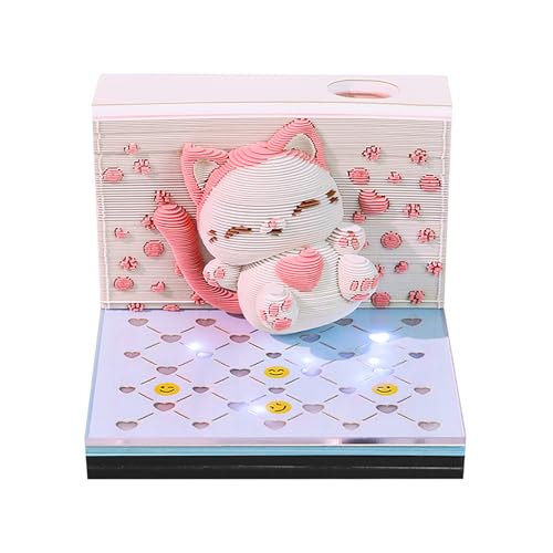 Zeitstückkalender 2026, Tischkalender, 3D-Abreißkalender, Papierschnitzkunst, Notizblock, Notizblock, Geschenk for Weihnachten, Einweihungsparty, Schreibtischdekoration(Jumping Cat) von TLTLT