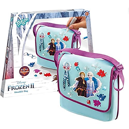 Disney Frozen II Do It Yourself Schultertasche: Umhänge-Tasche zum Selber Verzieren mit Plastikdiamanten, Frozen 3D Applikate, Glitzerleim und Frozen-Band von Totum