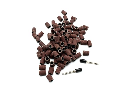 TMAX 100 Stück 1/4 Zoll Sandtrommel Körnung 60 grob mit 2 Stück 1/8 Zoll Dorn für Dremel-Rotationswerkzeuge TMAX 100 Stück 1/4 Zoll Sandtrommel Körnung 60 grob mit 2 Stück 1/8 Zoll Dorn für Dremel-Rotationswerkzeuge von TMAX