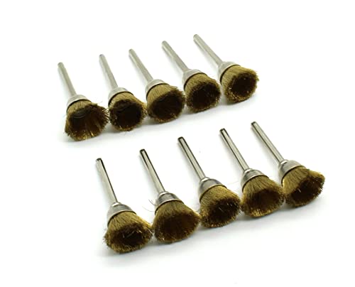 TMAX 100 Stück Messing 1/2 Zoll Cup Drahtbürste Rad mit 1/8 Zoll Schaft für Dremel Drehwerkzeuge von TMAX