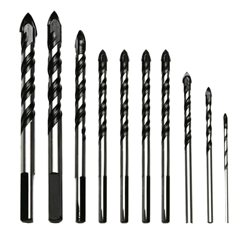 TMAX Steinbohrer-Set mit Hartmetallbohrerspitze in Industriestärke, 1/8 Zoll (1/8 Zoll) - 1/2 Zoll, für Glas, Ziegel, Kunststoff, Zement, Holz, Fliesen, 10 Stück von TMAX