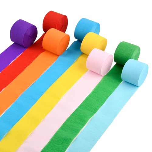 TMBMLPP 8 Rollen Krepppapier Bunt,4,5CM x 25M Crepepapier für Handwerke,Kreppbänder Regenbogen,Multicolor Papier Streamer für Partydekorationen Geburtstagsdekorationen,Hochzeitsdekorationen von TMBMLPP