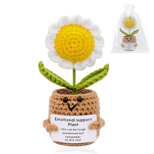 Handgefertigte positive Gänseblümchen-Puppe, Häkelpflanze, Blumen, Geschenke, emotionale Unterstützung, Pflanze, Geschenke für Frauen, Mutter, Freunde, Lehrer, Schwester, Kollegen, Ehefrau, Oma Handgefertigte positive Gänseblümchen-Puppe, Häkelpflanze, Blumen, Geschenke, emotionale Unterstützung, Pflanze, Geschenke für Frauen, Mutter, Freunde, Lehrer, Schwester, Kollegen, Ehefrau, Oma von TMCLHXYNF