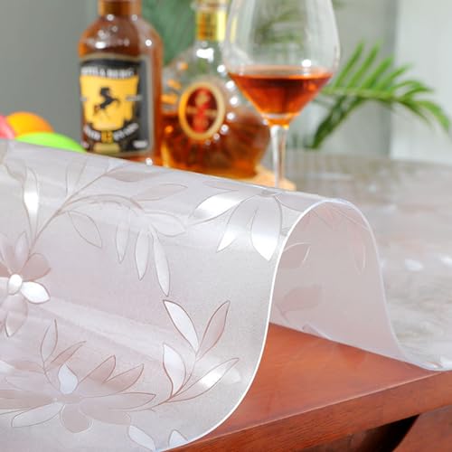TMGJShd Tischschutz Parfümfreie PVC-Tischdecke, Abwaschbar Wasserdicht Heimgebrauch Als Schutzhülle Geeignet Für Esstische, Anpassbare Größen und Formen. (Blume, 2mm - 100 x 100 cm Rechteck) von TMGJShd