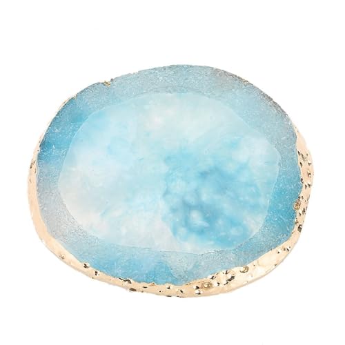 Nagelkunst-Palette, Nagellack-Mischpalette, Nagellack-Mischfarbe, Farbschale, Nagelpinselhalter, Goldener Rand, Steinfarbe, Farbschale, Maniküre, Nagel, DIY-Werkzeugschale für Acrylnägel(Blau) von TMISHION