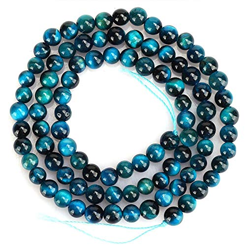 Perlen Stein blau Tigerauge rund DIY Schmuck Armband Herstellung Zubehör für Energy Armbänder Yoga in Natur Himmel blau rund lose Perlen Halskette zum Selbermachen (4 mm) von TMISHION