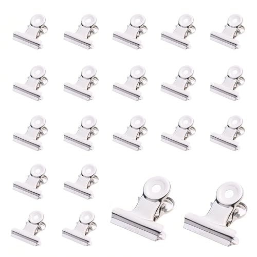 TMJFHAO 30 Stück Silber klammern Metall Clips 22mm,Kleine Bulldogge Büroklammern Papiergeld Binder klemmen klein für Bilder, Fotos, Home Büromöbel und Bürobedarf von TMJFHAO