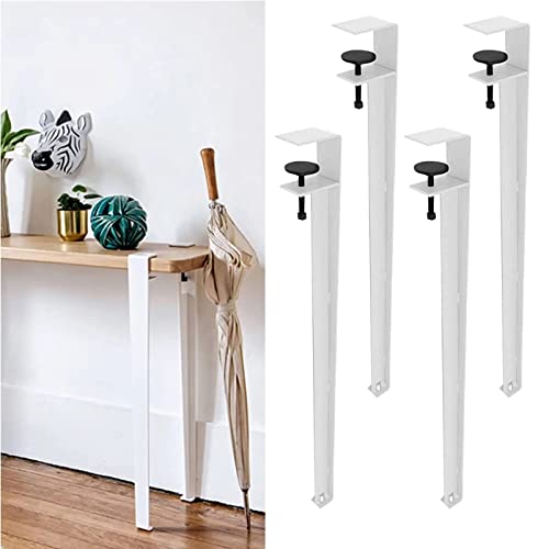 TMKDNNKG 4 Stück Möbelbeine aus Metall, 70 cm, Schreibtischbeine für DIY-Couchtisch, verstellbare Tischklemmbeine zum Anschrauben mit Bodenschonern, F-förmige Esstischbeine (schwarz) von TMKDNNKG