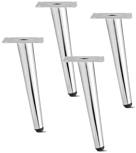 TMKDNNKG 4er-Pack konische Ersatz-Sofabeine in Schwarz/Silber, Tischbeine aus Eisen für Couchtisch, Bank, Stuhl, Werkbank, Möbelbeine für Tisch, Couchtisch, Esstisch (schräg 72 cm) von TMKDNNKG