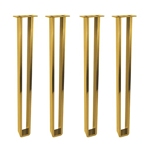 TMKDNNKG 4er-Pack robuste Möbelbeine aus Edelstahl für Tisch, Sofa, Kleiderschrank, Fernsehschränke, Schubladen, Stühle, Betten, Nachttische, DIY-Ersatzfüße mit Schrauben, 110 cm (43 Zoll), goldene S von TMKDNNKG