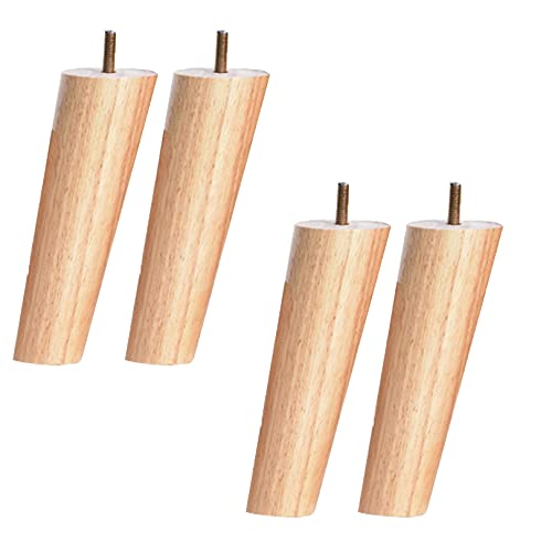 TMKDNNKG Konische Möbelbeine aus Massivholz, M6, für Sofa, Couch, Fernseher, Esstisch, Stuhl, Holzfarbe, 4er-Pack (8 cm) von TMKDNNKG