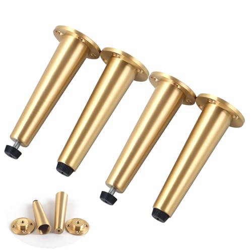 TMKDNNKG Modernes, verstellbares Möbelbein aus Metall aus Messing, 4er-Set, 17,8 cm hoch, perfekt für Schränke, Kleiderschränke, Fernsehständer, Nachttische. TMKDNNKG Modernes, verstellbares Möbelbein aus Metall aus Messing, 4er-Set, 17,8 cm hoch, perfekt für Schränke, Kleiderschränke, Fernsehständer, Nachttische. von TMKDNNKG