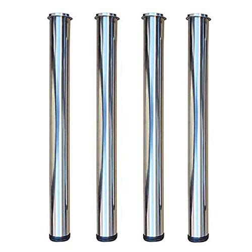 TMKDNNKG Möbelbeine aus Edelstahl, verstellbare Tischbeine aus Metall, DIY-Schreibtischbeine, runde Ersatzbeine für Couchtische, 4 Stück, silberfarben von TMKDNNKG