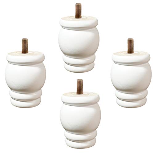 TMKDNNKG Möbelbeine aus Massivholz, 4er-Pack, Eukalyptus-Sofabeine mit Gewindeschaft, weiß, 8 cm Höhe (M8), Ersatzbeine für Tisch, Stuhl, Schrank, Couch, Kommode, TV-Ständer, stabile und stilvolle Ho von TMKDNNKG