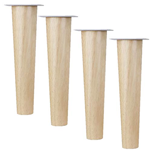 TMKDNNKG Möbelbeine aus Massivholz, 4er-Set, konische Sofafüße aus Gummiholz für DIY-Ersatz-Tischbeine mit Montageplatte und Schrauben, Holzfarbe (55 cm) von TMKDNNKG