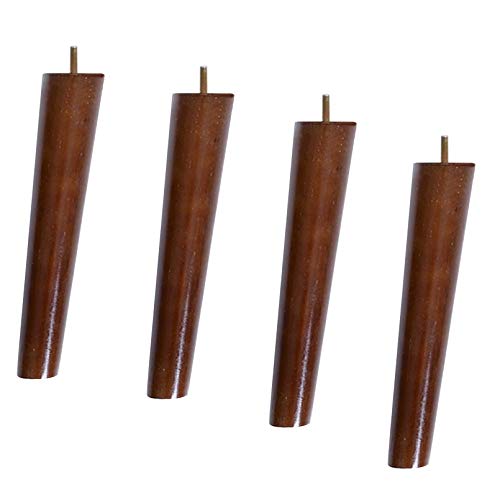 TMKDNNKG Möbelbeine aus Massivholz, 4er-Set, konische Sofafüße mit M8-Gewindestange, Walnuss-Finish, 30 cm schräg von TMKDNNKG