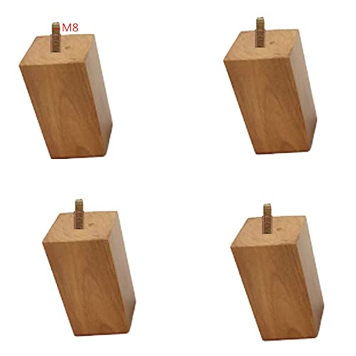 TMKDNNKG Möbelbeine aus Massivholz, quadratische Sofafüße aus Holz, Ersatzfüße für Schränke, Fernseher, Couchtisch, Stuhl, Kommode, Bettfuß, Hartholz, Gummiholz, mit Schraube M8, Messing, 8 cm TMKDNNKG Möbelbeine aus Massivholz, quadratische Sofafüße aus Holz, Ersatzfüße für Schränke, Fernseher, Couchtisch, Stuhl, Kommode, Bettfuß, Hartholz, Gummiholz, mit Schraube M8, Messing, 8 cm von TMKDNNKG