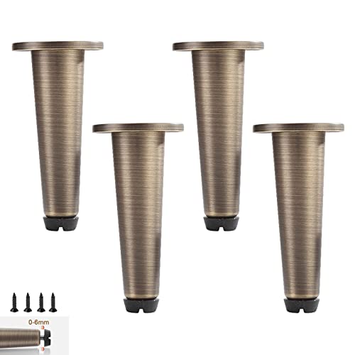 TMKDNNKG Möbelbeine aus Messing für Couchtische, Sofas, Couchstühle, verstellbar, 0,6 mm, 4er-Set (10 cm/3,9 Zoll), braun, mit Schrauben, ideal für Nachttische, Badezimmer und Fernsehschränke von TMKDNNKG