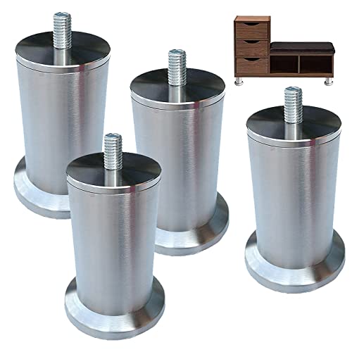 TMKDNNKG Runde Möbelbeine aus Edelstahl, 4er-Set, Ersatzbeine für Sofa, Schrank, Schreibtisch, 22,5 cm (8,9 Zoll) Höhe, langlebige Metallfüße für Moderne Wohnkultur von TMKDNNKG