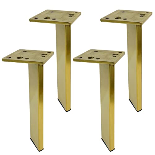 TMKDNNKG Stück Möbelbeine aus Edelstahl für DIY TV-Ottomane Schrank Gold 40 cm (15,7 Zoll) Höhe Metall-Tischbeinerhöhung mit Schutzfüßen von TMKDNNKG