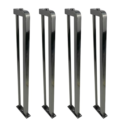 TMKDNNKG Tischbeine aus Metall, Schreibtischbeine im industriellen modernen Stil, mit Bodenschonern und Schrauben, robuste Möbelbeine für Couchtisch, Esstisch, Beistelltisch, Schwarz, 58 cm von TMKDNNKG
