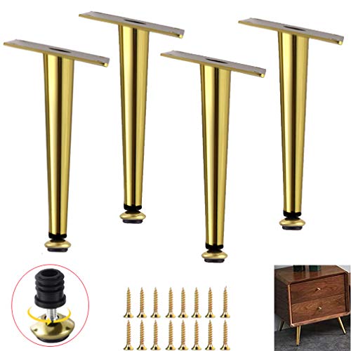 TMKDNNKG Verstellbare Möbelbeine aus Metall, goldene Sofa-Ersatzbeine, TV-Schrankfüße, höhenverstellbar 0,1 cm, konisches Design (schräg, golden, 50,5 cm) von TMKDNNKG