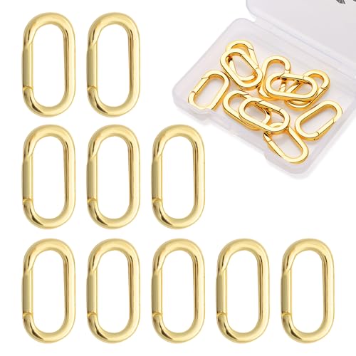 TMMATE 10 Stück 14 Karat vergoldete ovale Verschlüsse, Schmuckverschlüsse, goldene Büroklammer-Verschlüsse, DIY-Armbänder, Halsketten, Schmuckherstellung und Reparatur (Gold, 14 mm) von TMMATE