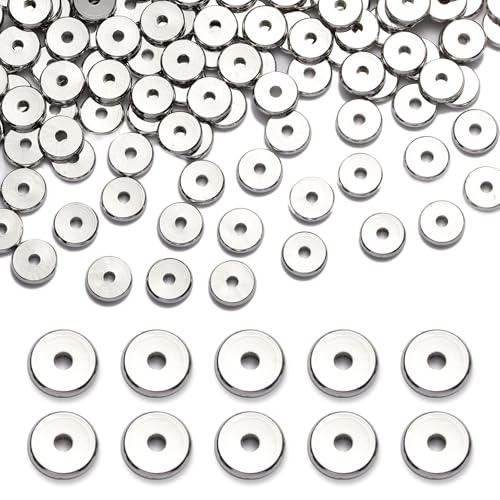 TMMATE Distanzhalter aus versilbertem Messing, flache Scheiben, für DIY-Armbänder, Halsketten, Schmuckherstellung, 200 Stück (Silber, 5 mm) von TMMATE
