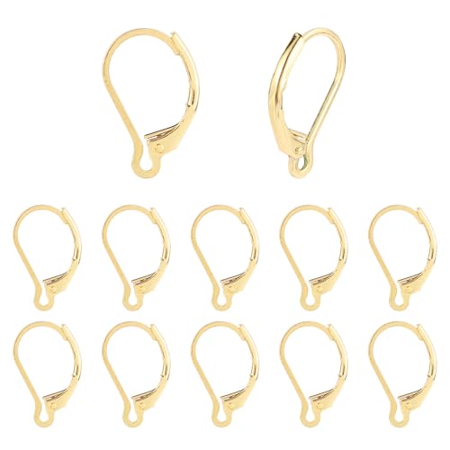 TMMATE Ohrringhaken mit Klappbügel, 18 Karat Gold, hypoallergen, französische baumelnde Ohrdraht, für DIY-Schmuckherstellung, Metallohrring-Komponenten (Gold), 100 Stück von TMMATE