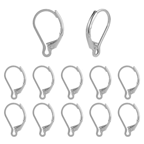 TMMATE Ohrringhaken mit Klappbügel, hypoallergen, französische Ohrdraht, für DIY-Schmuckherstellung, Metallohrring-Komponenten, silberfarben, 100 Stück von TMMATE