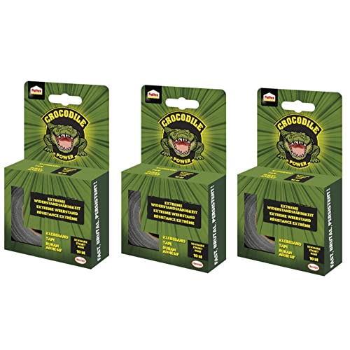 Pattex Crocodile Power Klebeband, doppelte Dicke, extrem widerstandsfähiges Klebeband für schwierigste Reparaturen, Duct Tape für verschiedene Materialien, schwarz, 3 x 10m Pattex Crocodile Power Klebeband, doppelte Dicke, extrem widerstandsfähiges Klebeband für schwierigste Reparaturen, Duct Tape für verschiedene Materialien, schwarz, 3 x 10m von TMPpro