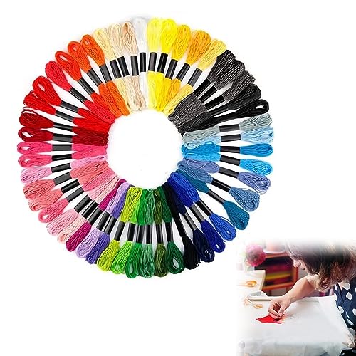 TMRBBesty Stickgarn Set, Kreuzstichgarn, Armbandgarn, 50 Farben DIY Stickgarn, Fur die Stickerei Kreuzstich Nähgarn Armbandfaden Knüpfen und Basteltwist von TMRBBesty