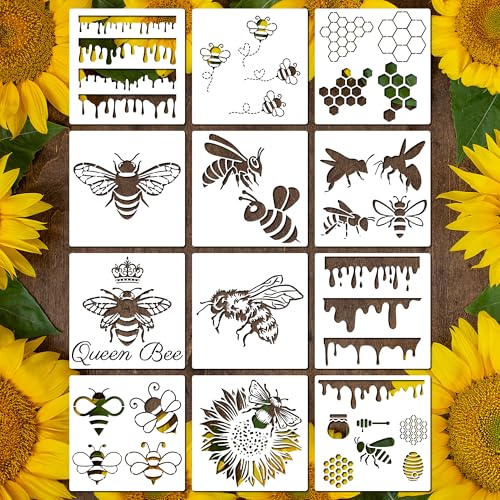 12 Stück Bienenschablonen Wabenmalerei-Schablonen können wiederverwendet werden, DIY, Basteln, Design, Dekoration, Malschablonen, Holzverbrennungsschablonen und Muster 12 Stück Bienenschablonen Wabenmalerei-Schablonen können wiederverwendet werden, DIY, Basteln, Design, Dekoration, Malschablonen, Holzverbrennungsschablonen und Muster von TMTECHJS