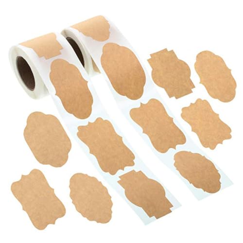 Kraft Etiketten Aufkleber 600 Stück Etiketten Selbstklebend Geschenksticker kraft sticker klebeetiketten kraftpapier geschenketiketten Deko Geschenkaufkleber für Ordner Glas Flasche Kanister von TMTGTS