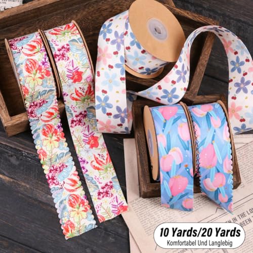 TMTGTS Geschenkband 10 Yards bedrucktes Band Doppelseitiger Floraler Schleifenband Dekoband Polyesterband Stoffbänder Geschenkbänder Bastelbänder für Dekoration Scrapbooking Geschenkkörbe Blumen TMTGTS Geschenkband 10 Yards bedrucktes Band Doppelseitiger Floraler Schleifenband Dekoband Polyesterband Stoffbänder Geschenkbänder Bastelbänder für Dekoration Scrapbooking Geschenkkörbe Blumen von TMTGTS
