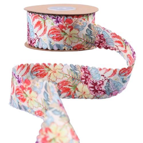 TMTGTS Geschenkband 20 Yards bedrucktes Band Doppelseitiger Floraler Schleifenband Dekoband Polyesterband Stoffbänder Geschenkbänder Bastelbänder für Dekoration Scrapbooking Geschenkkörbe Blumen von TMTGTS